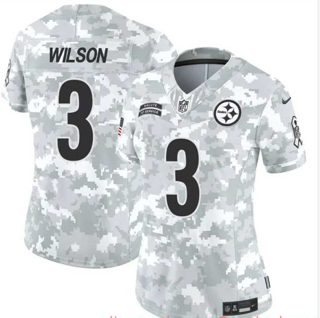 Women%27s Pittsburgh Steelers #3 Russell Wilson 2024 F.U.S.E Arctic Camo Salute To Service Limited Stitched Jersey Dzhi->pittsburgh steelers->NFL Jersey